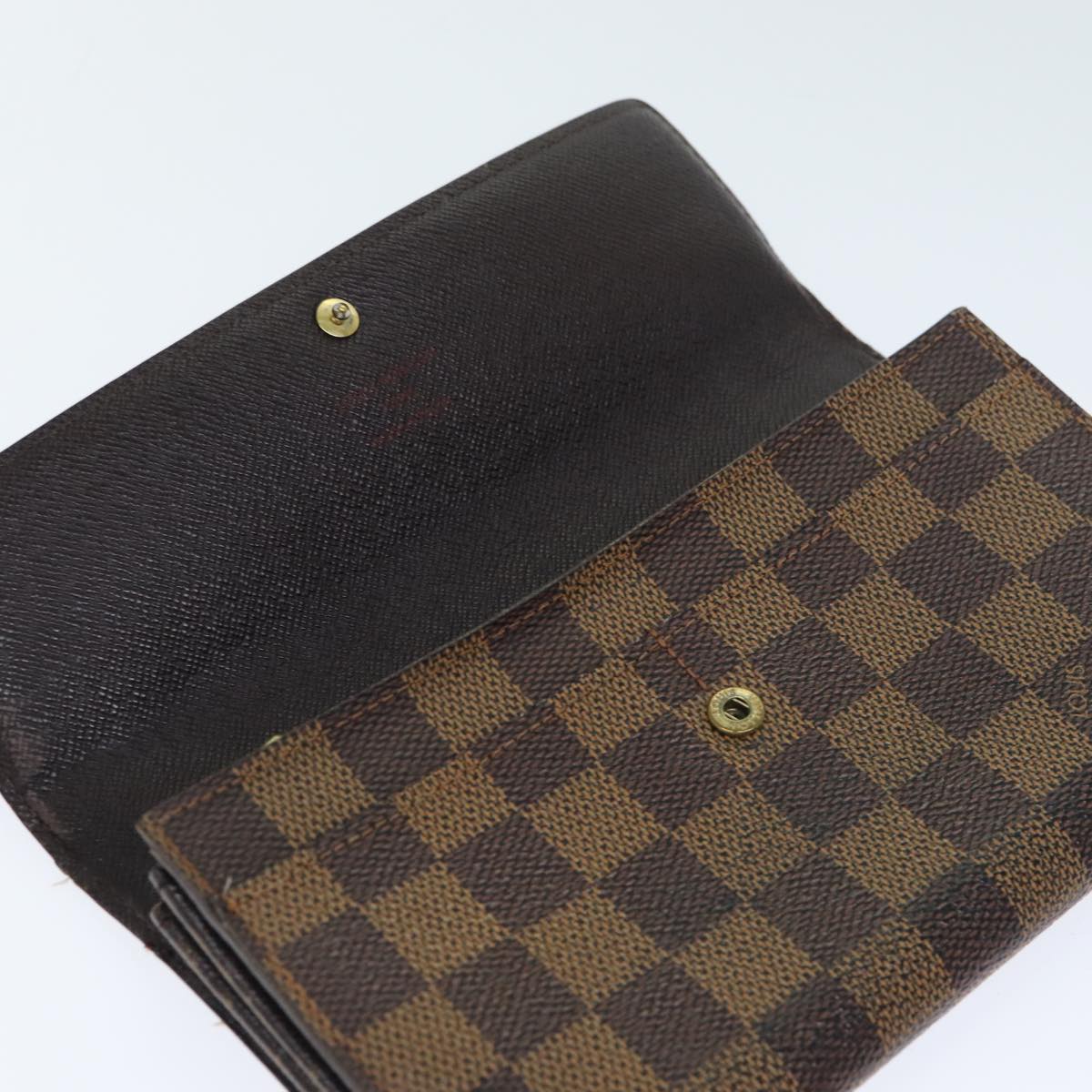 LOUIS VUITTON Damier Ebene Porte Monnaie Credit Wallet N61725 LV Auth 79856