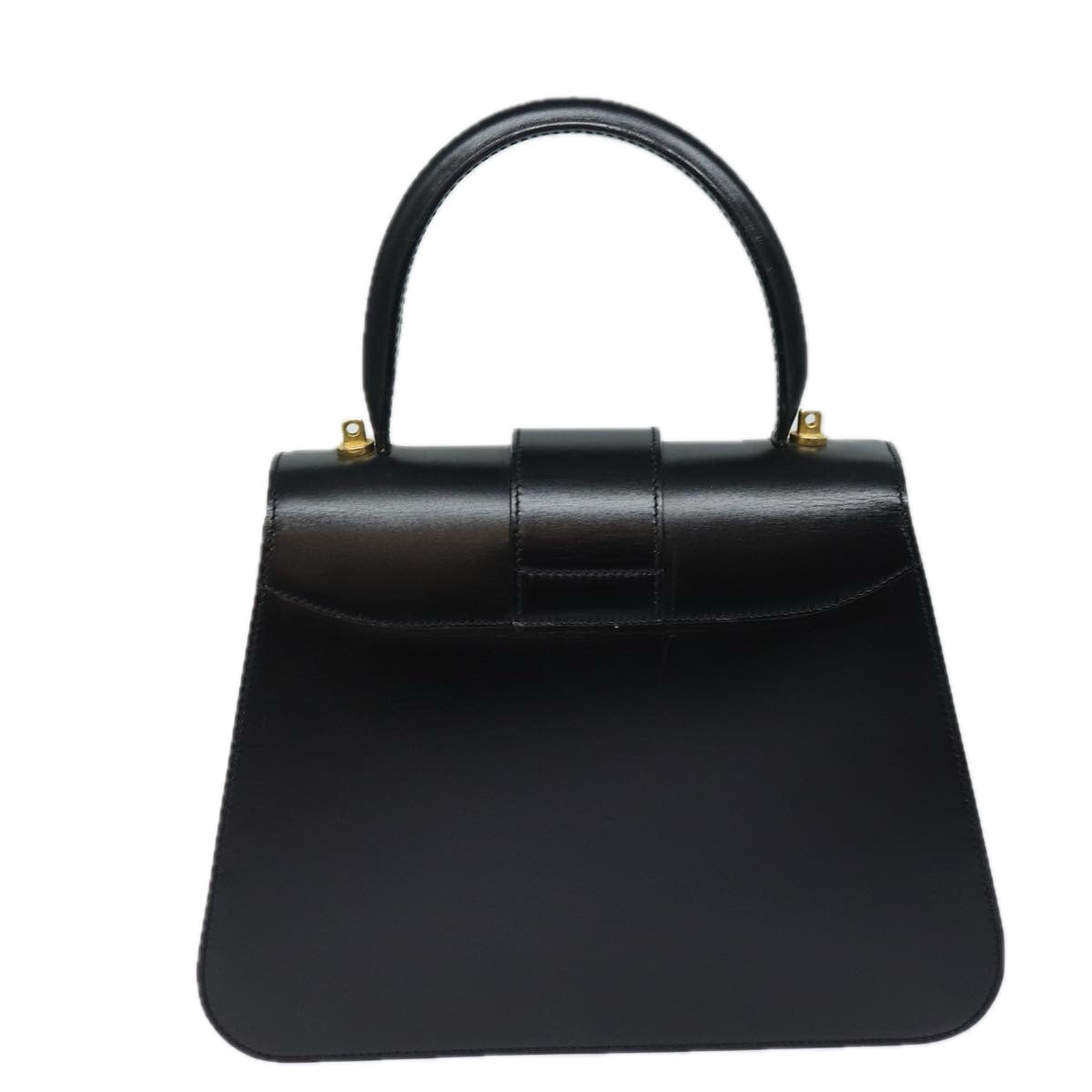 CELINE Hand Bag Leather Black Auth 79863