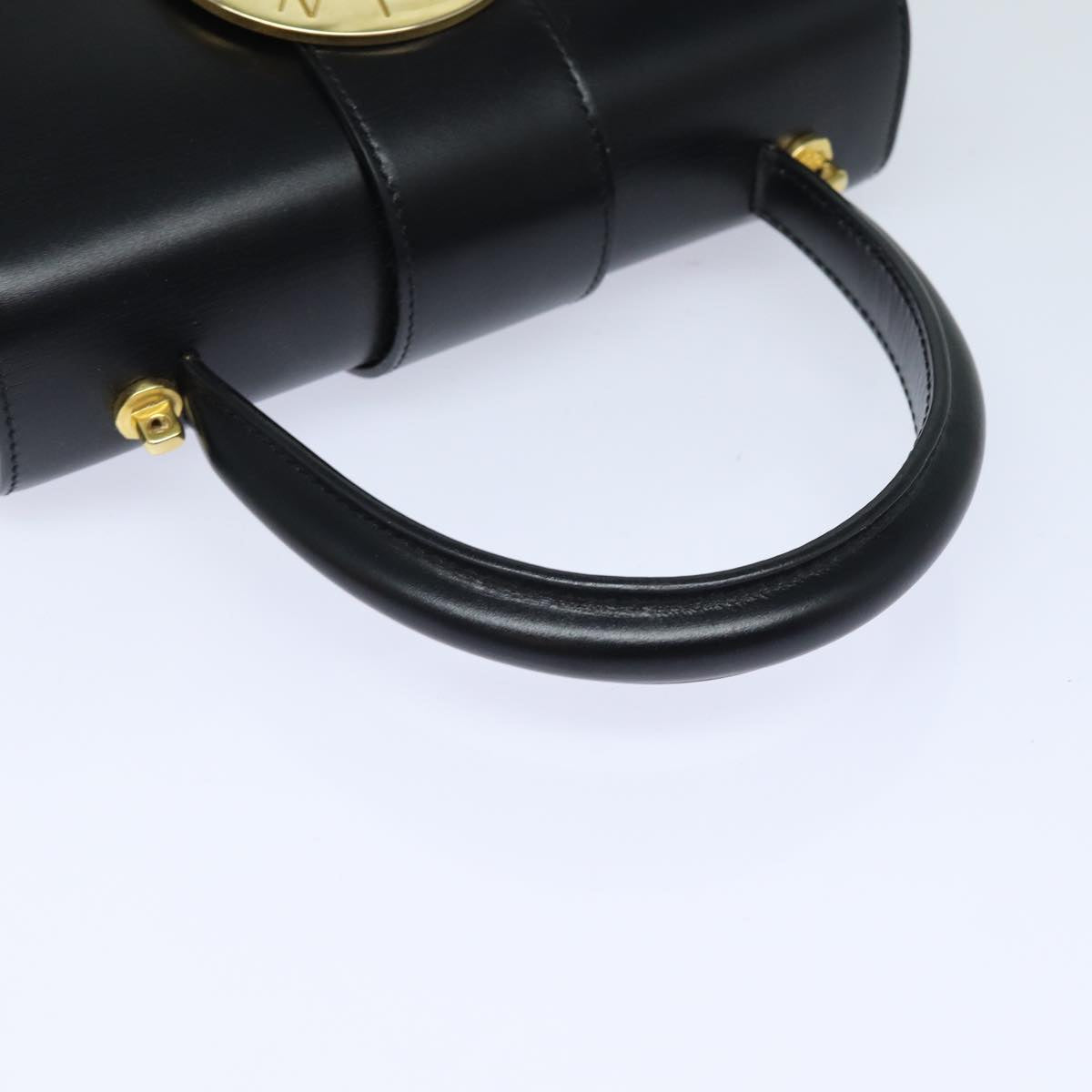 CELINE Hand Bag Leather Black Auth 79863