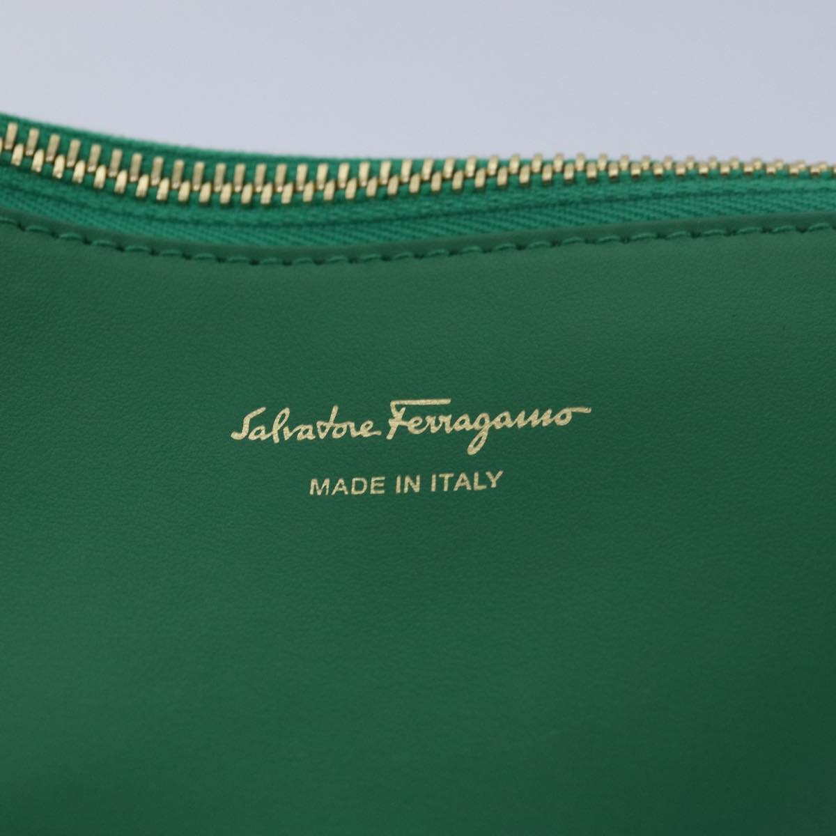 Salvatore Ferragamo Gancini Studio Basket Bag leather straw Green Auth 79866A