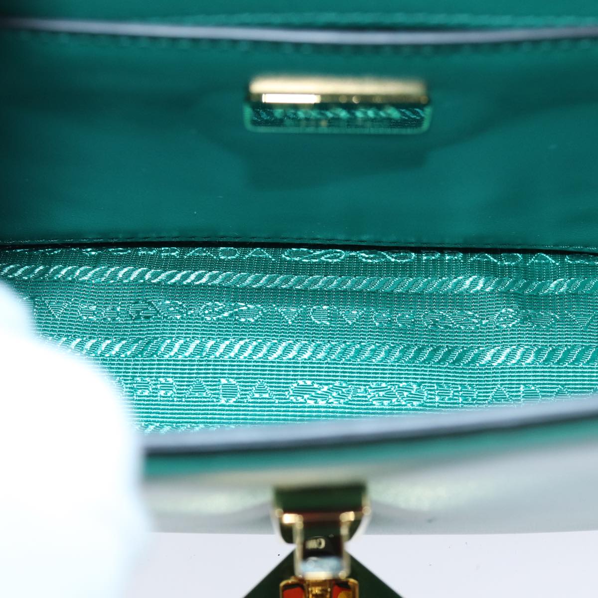 PRADA Shoulder Bag Leather Green Auth 79881A