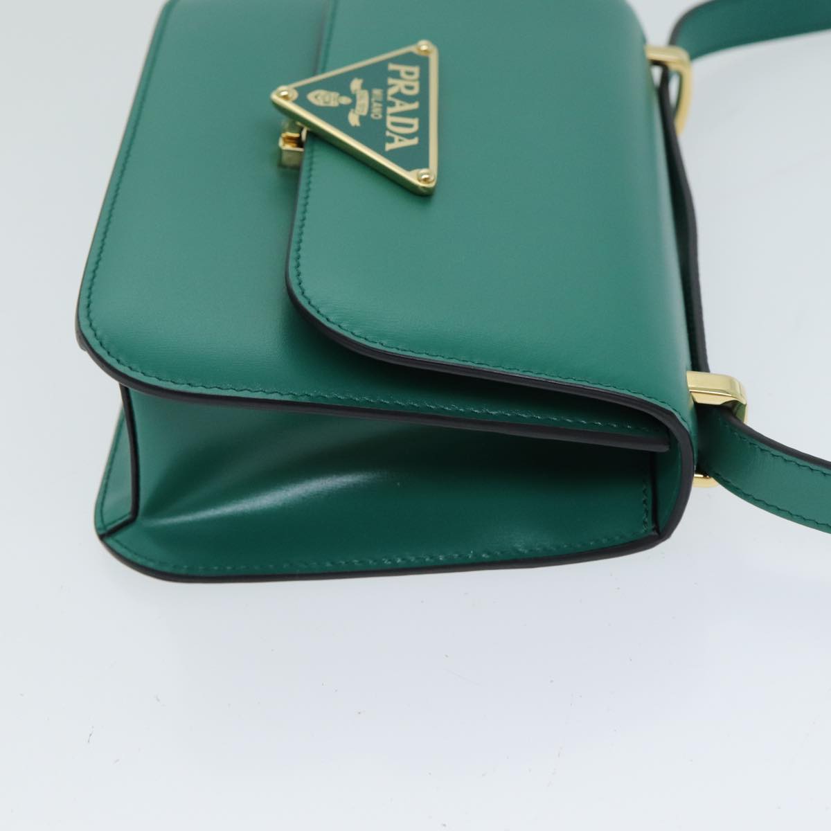 PRADA Shoulder Bag Leather Green Auth 79881A