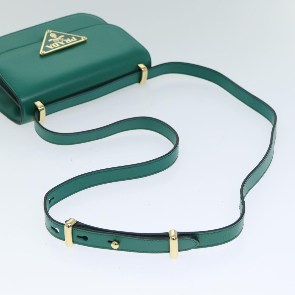 PRADA Shoulder Bag Leather Green Auth 79881A