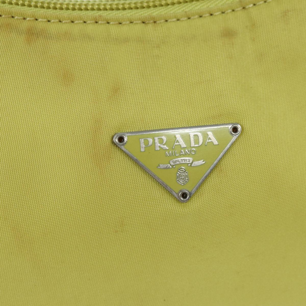 PRADA Accessory Pouch Nylon Yellow Pink Auth 79906