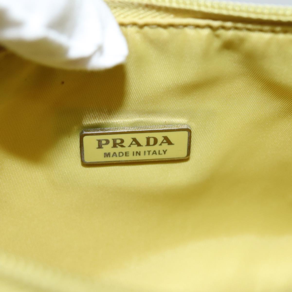 PRADA Accessory Pouch Nylon Yellow Pink Auth 79906