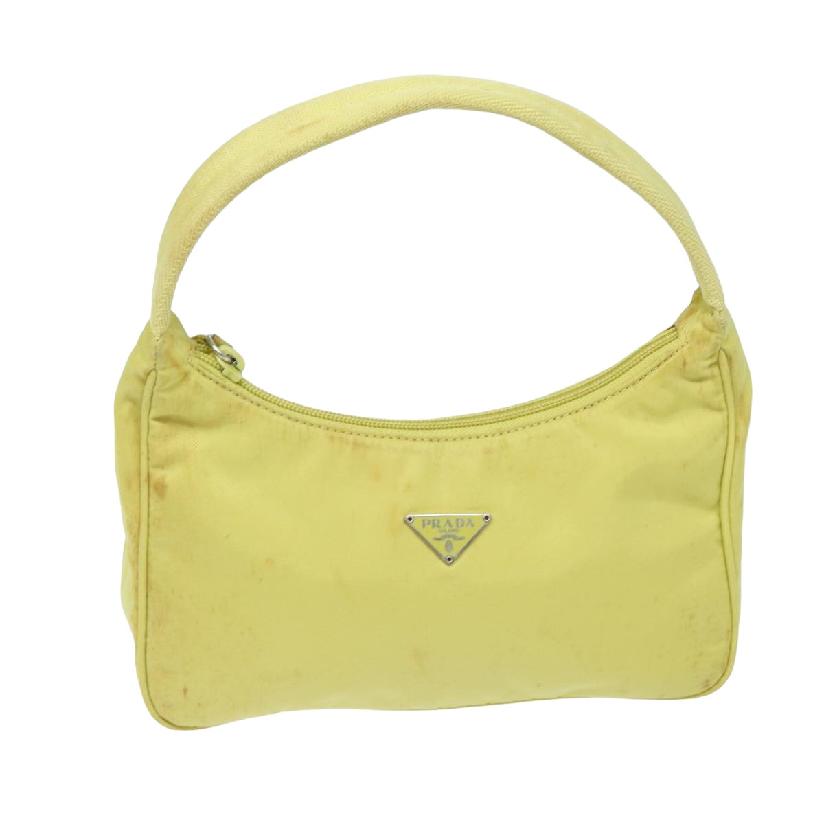 PRADA Accessory Pouch Nylon Yellow Pink Auth 79906