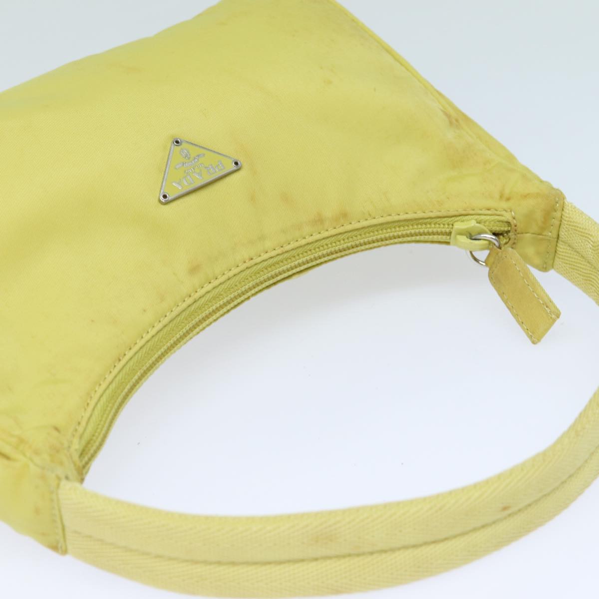 PRADA Accessory Pouch Nylon Yellow Pink Auth 79906