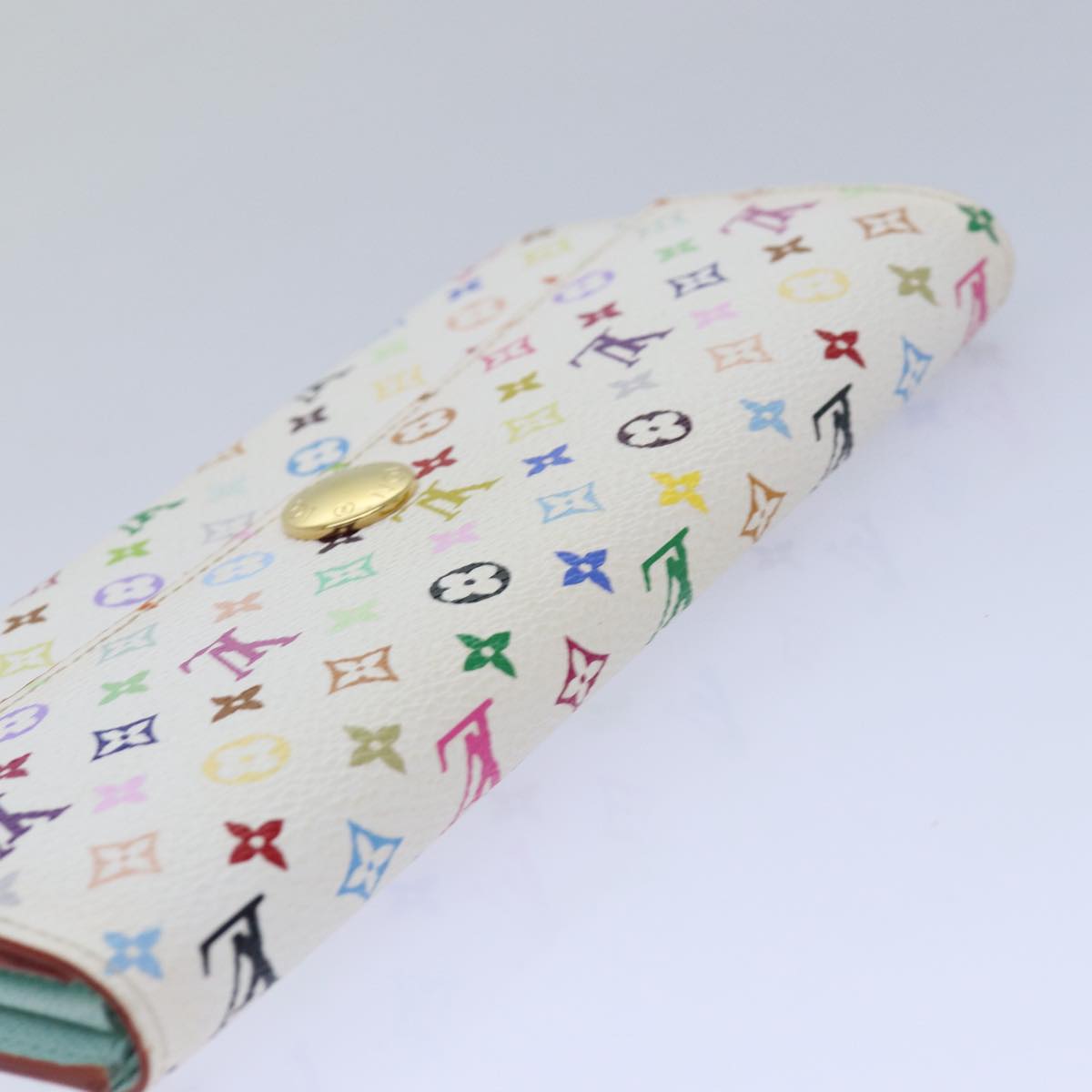 LOUIS VUITTON Multicolor Portefeuille Sarah Wallet White M93532 LV Auth 79948