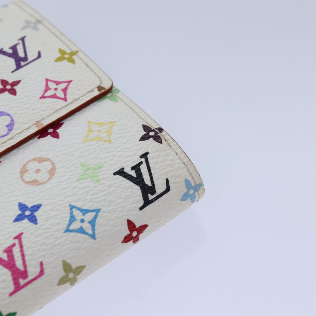 LOUIS VUITTON Multicolor Portefeuille Sarah Wallet White M93532 LV Auth 79948