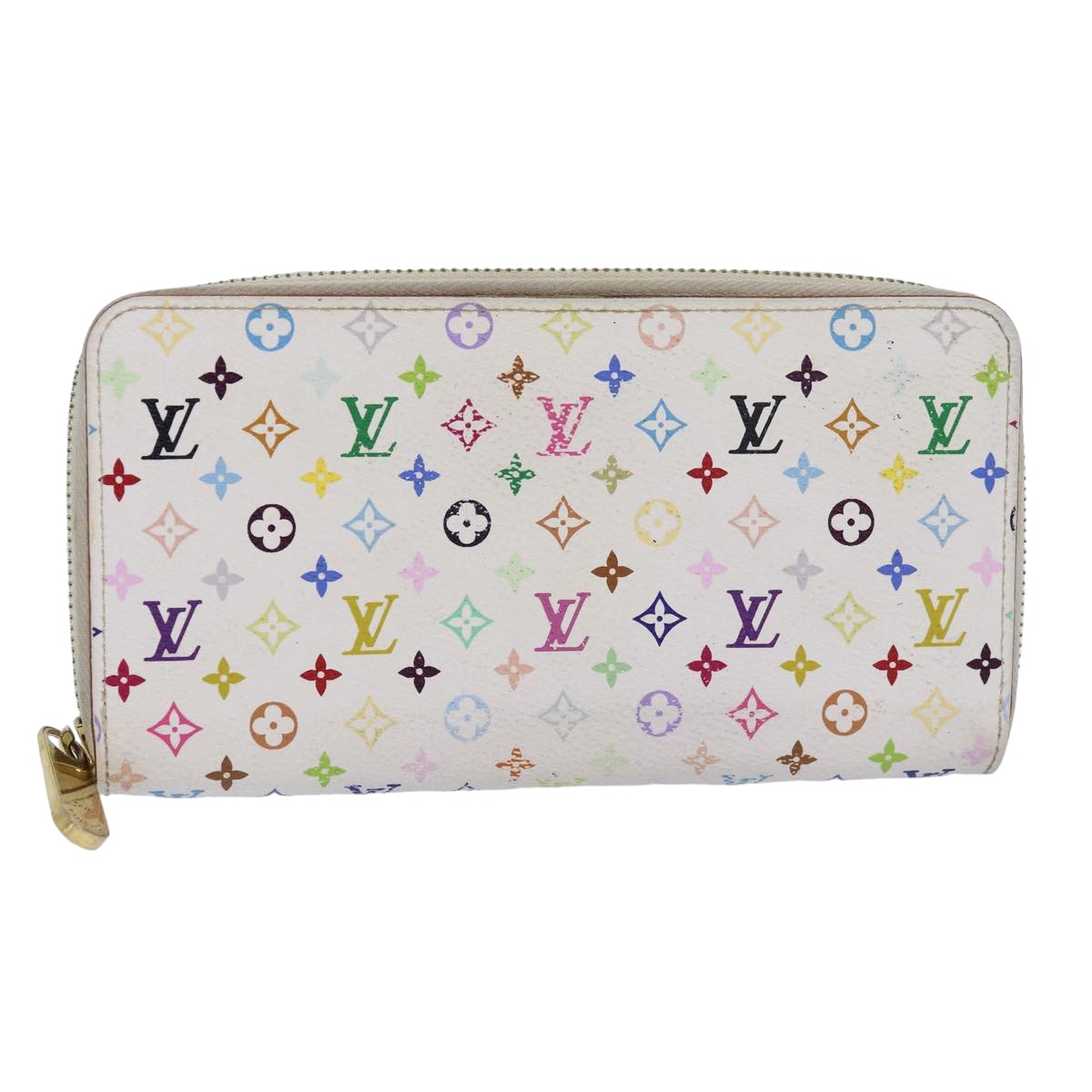 LOUIS VUITTON Monogram Multicolor Zippy Wallet White M60241 LV Auth 79949