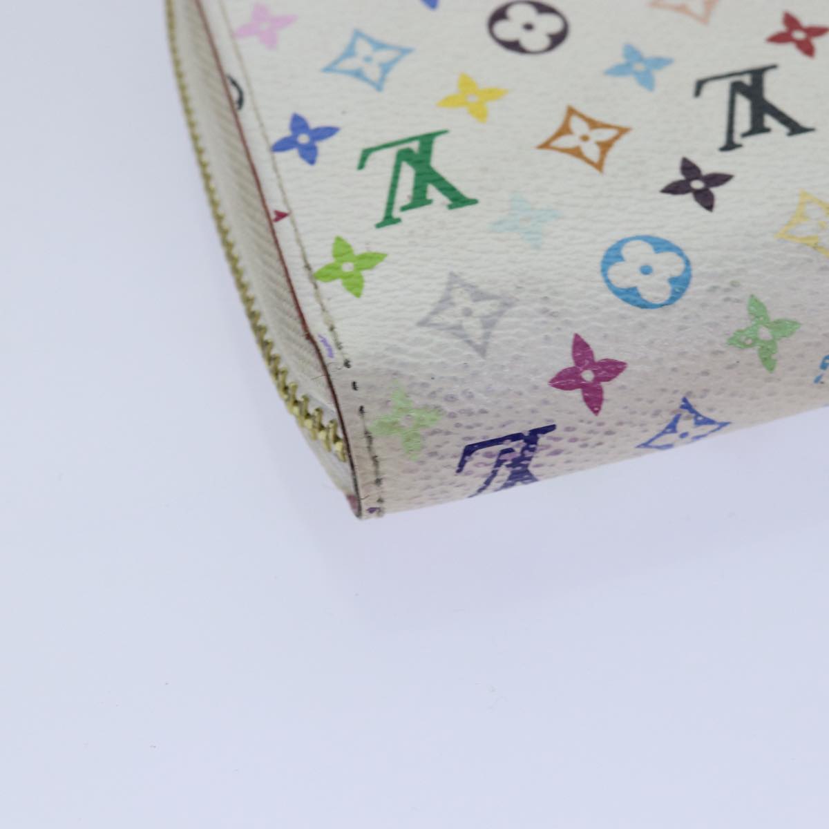 LOUIS VUITTON Monogram Multicolor Zippy Wallet White M60241 LV Auth 79949