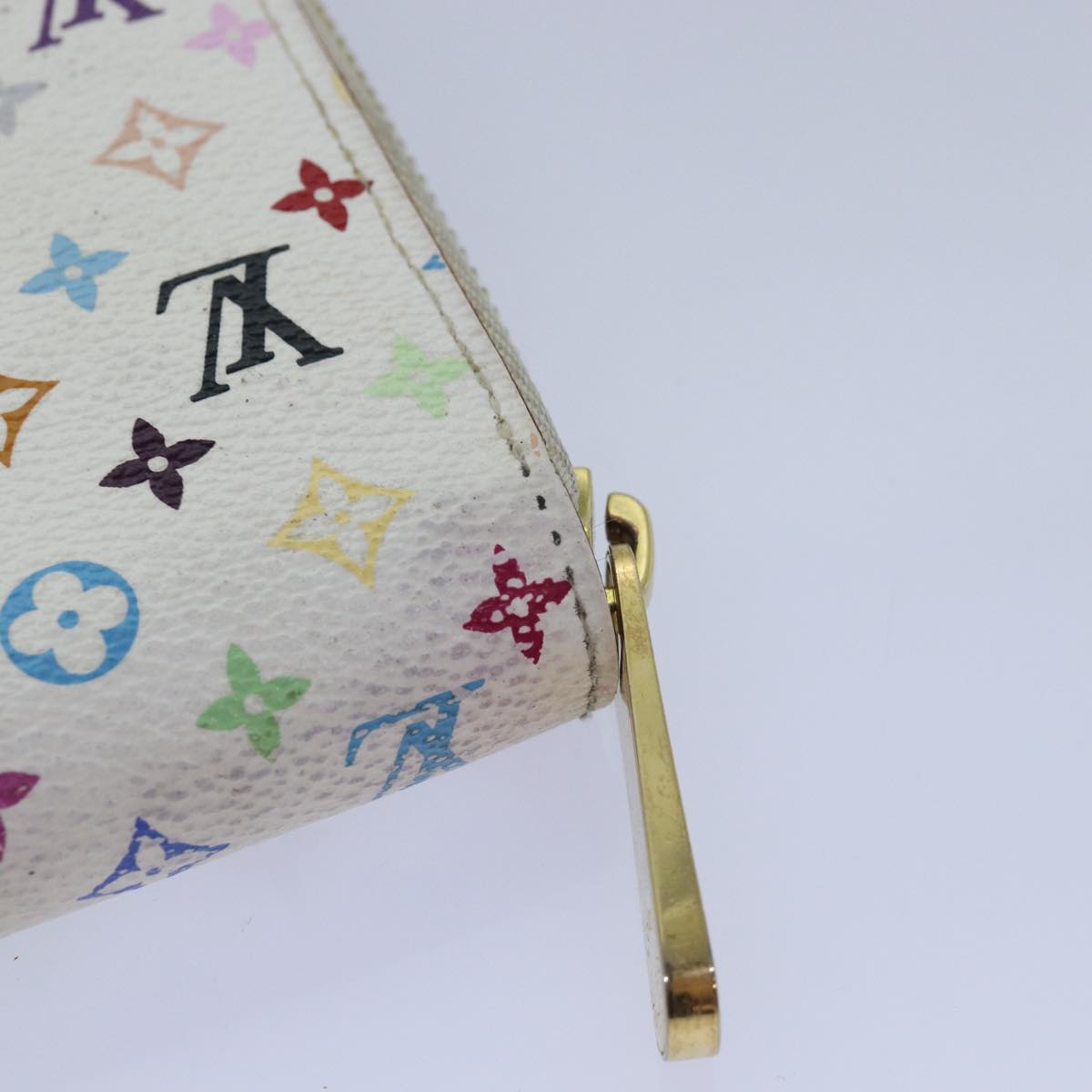 LOUIS VUITTON Monogram Multicolor Zippy Wallet White M60241 LV Auth 79949