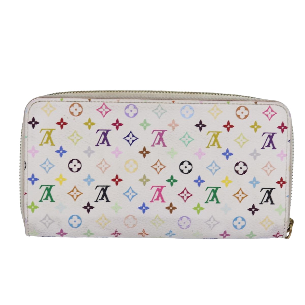 LOUIS VUITTON Monogram Multicolor Zippy Wallet White M60241 LV Auth 79949