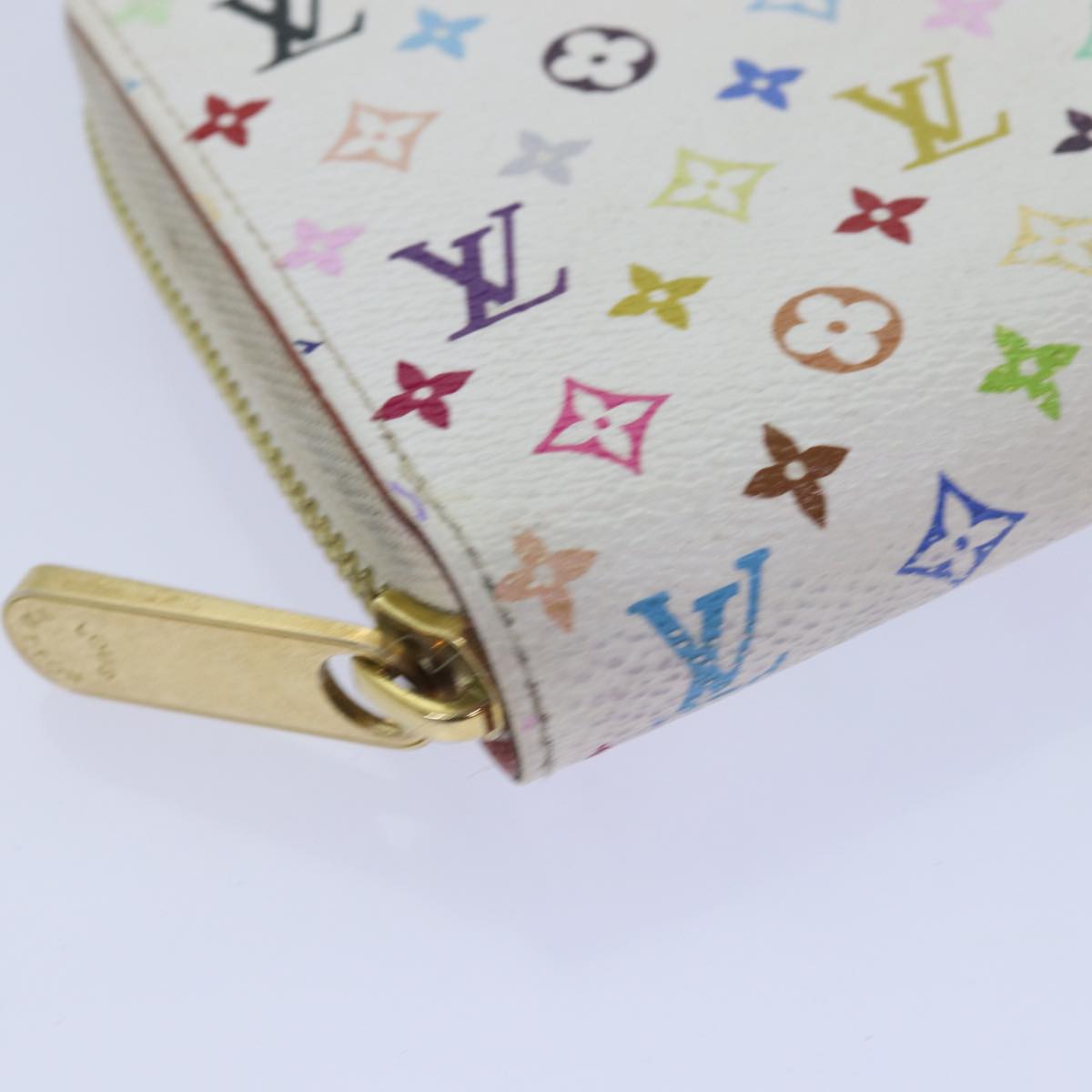 LOUIS VUITTON Monogram Multicolor Zippy Wallet White M60241 LV Auth 79949