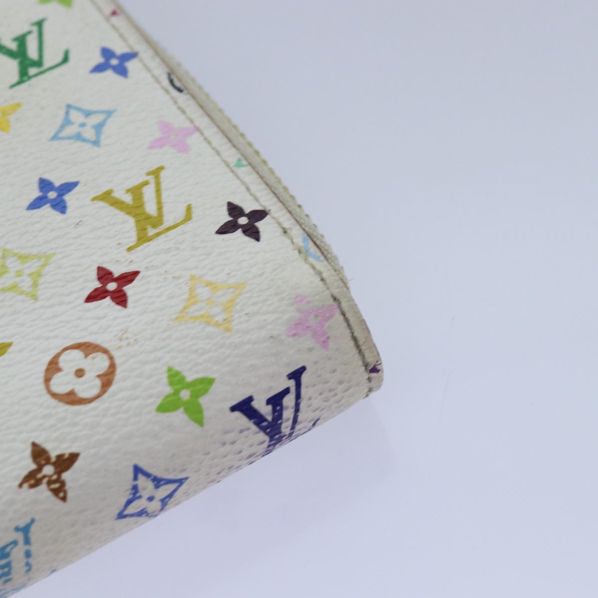 LOUIS VUITTON Monogram Multicolor Zippy Wallet White M60241 LV Auth 79949