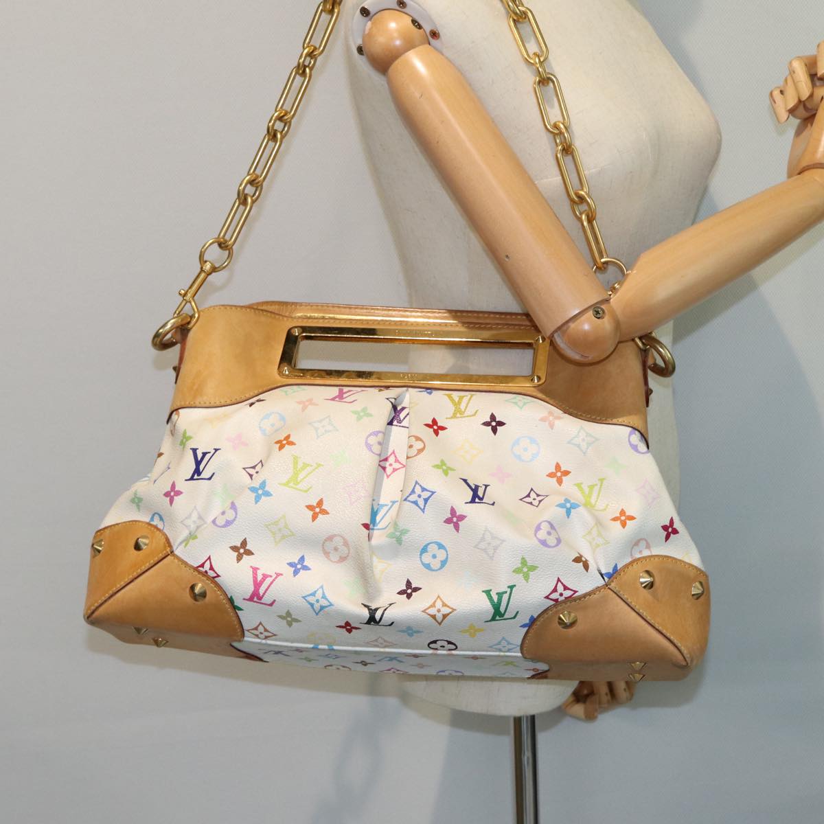 LOUIS VUITTON Monogram Multicolor Judy GM Shoulder Bag White M40253 Auth 79977