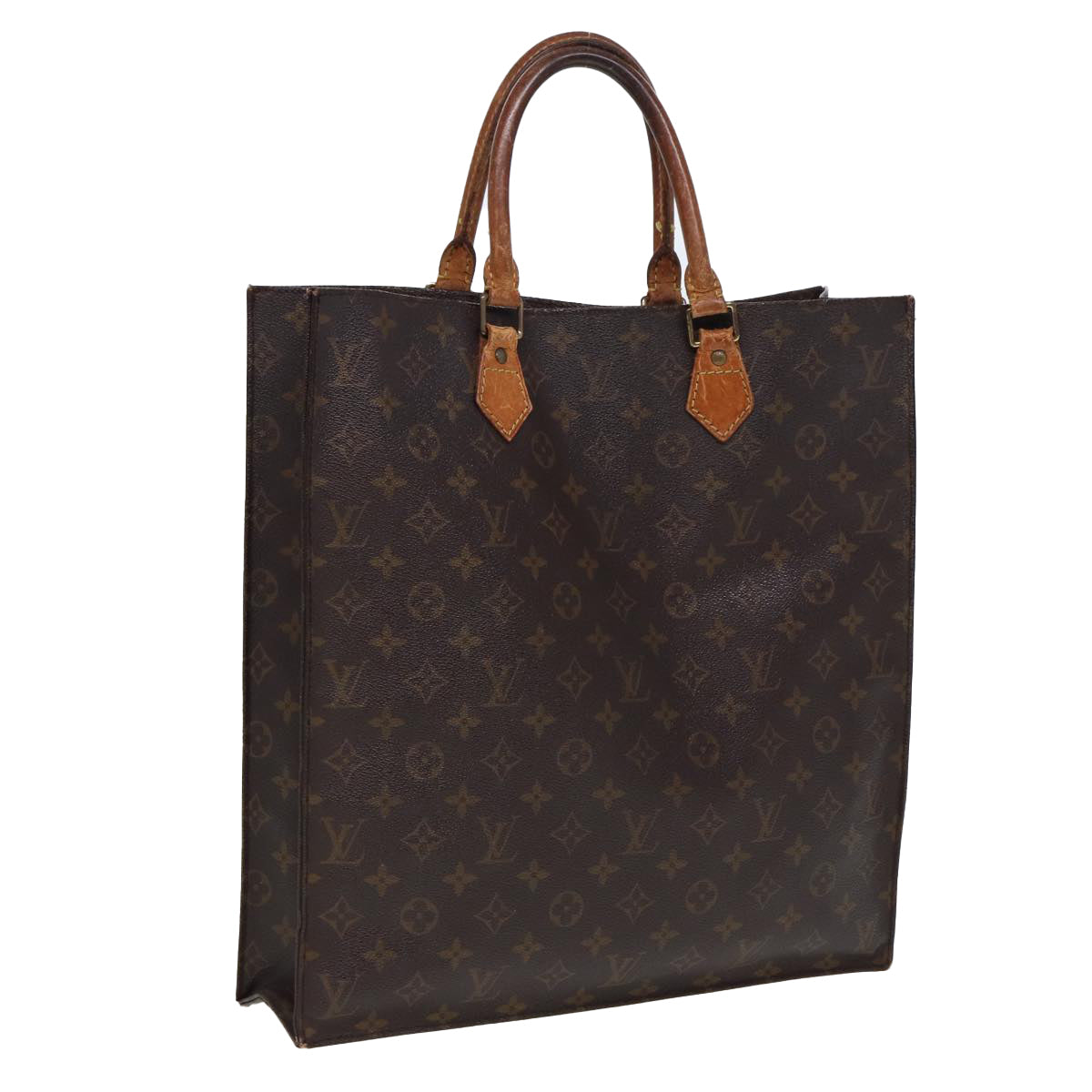 LOUIS VUITTON Monogram Sac Plat Hand Bag M51140 LV Auth 80046