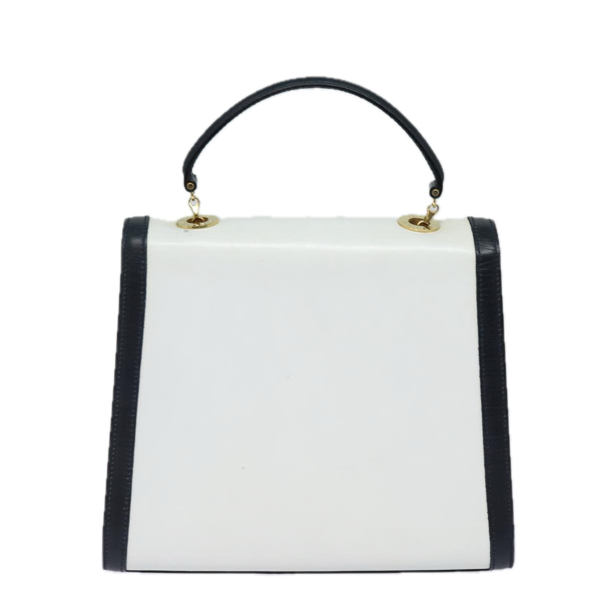 CELINE Hand Bag Leather White Auth 80057