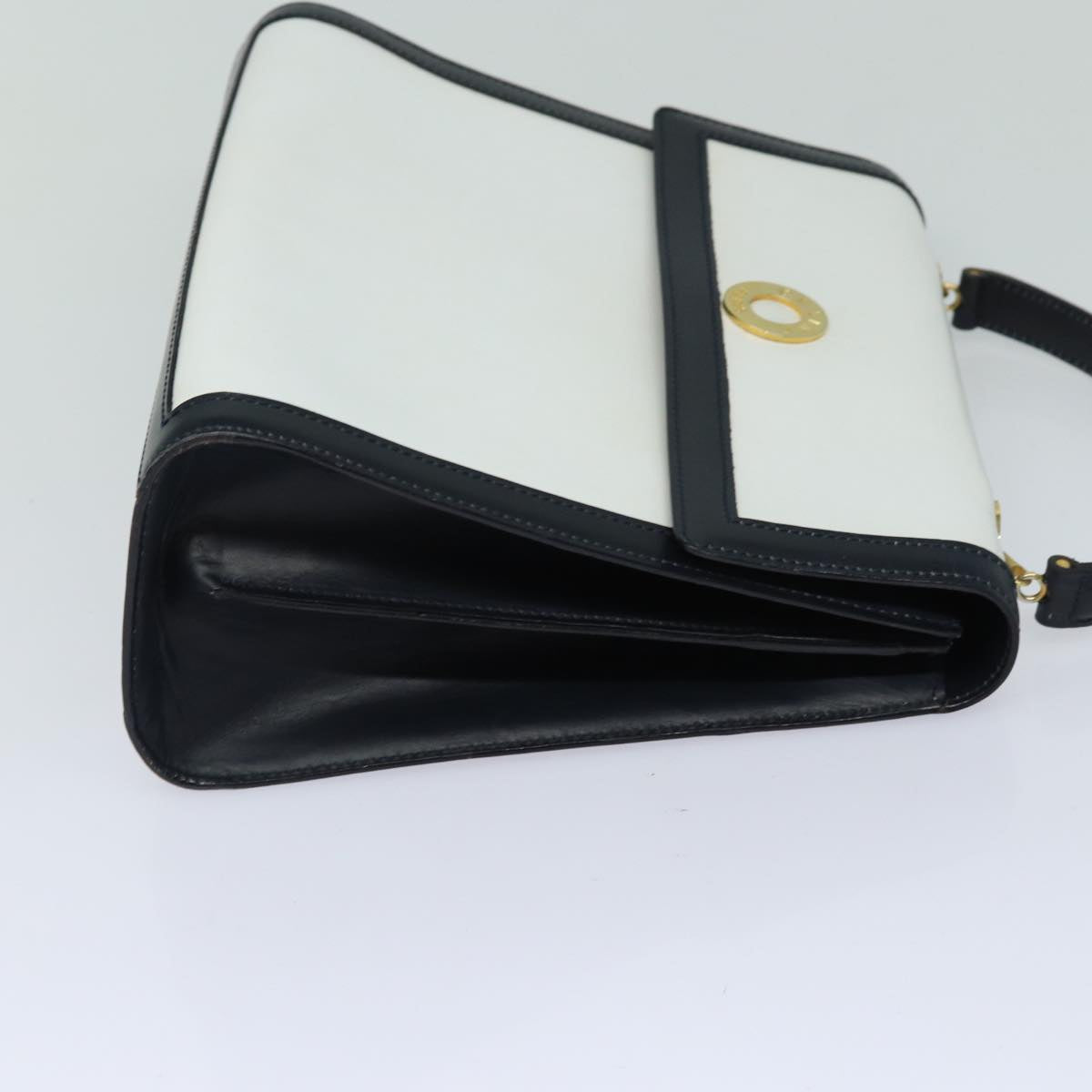 CELINE Hand Bag Leather White Auth 80057