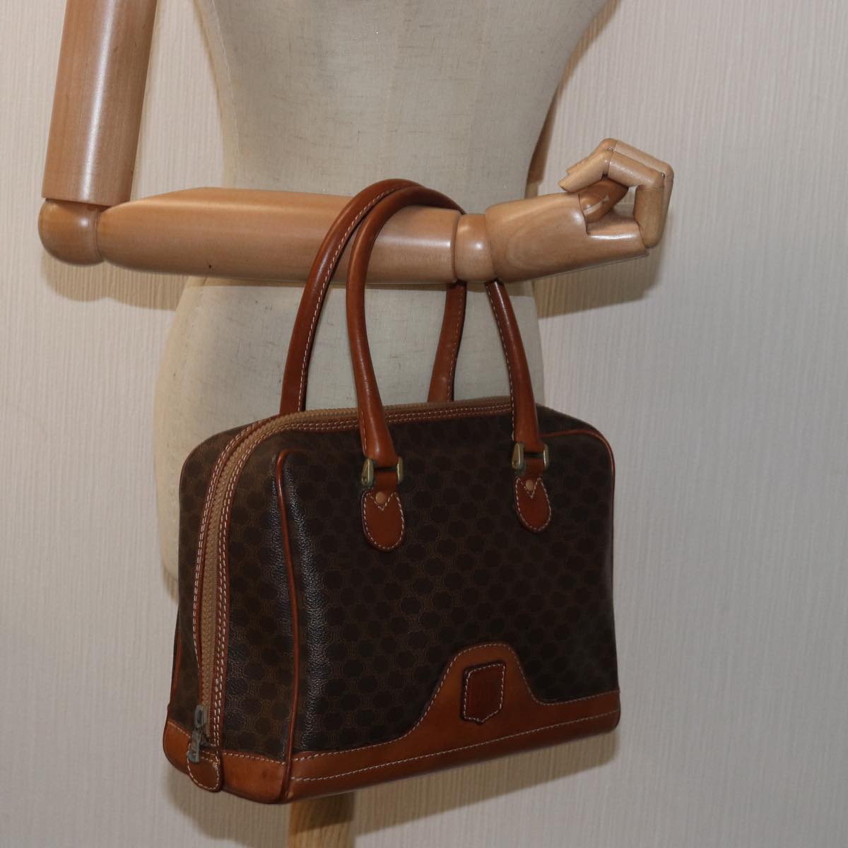 CELINE Macadam Canvas Hand Bag Brown Auth 80058