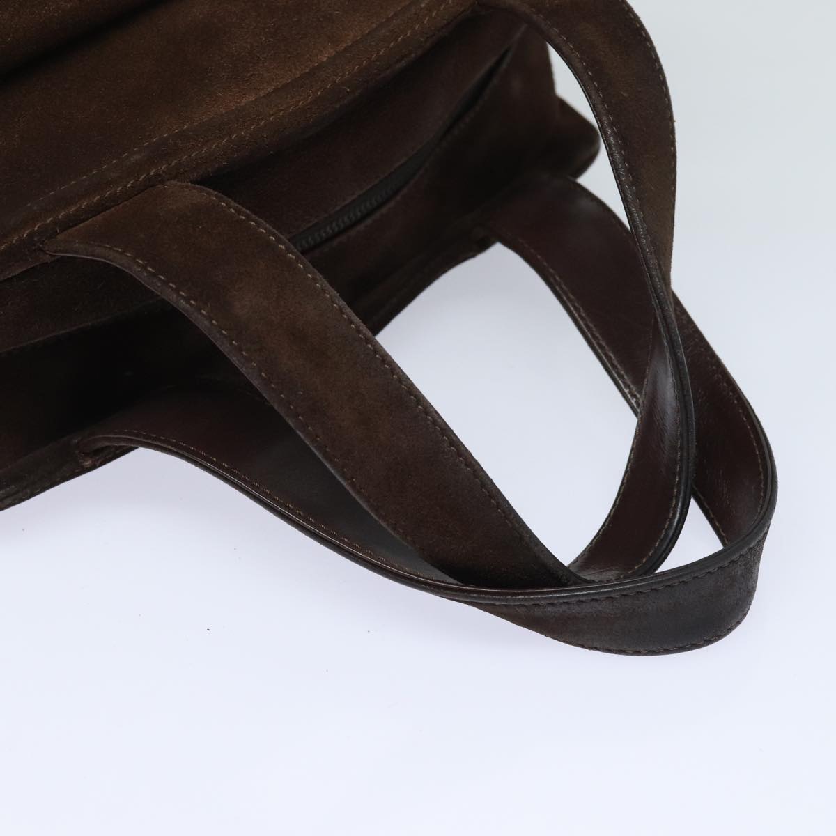 CELINE Hand Bag Suede Brown Auth 80059