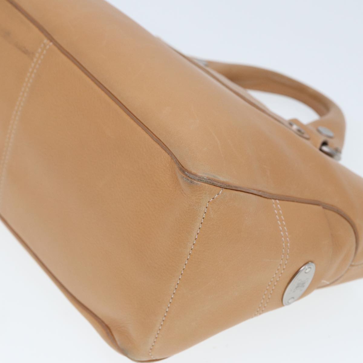 CELINE Hand Bag Leather Beige Auth 80060