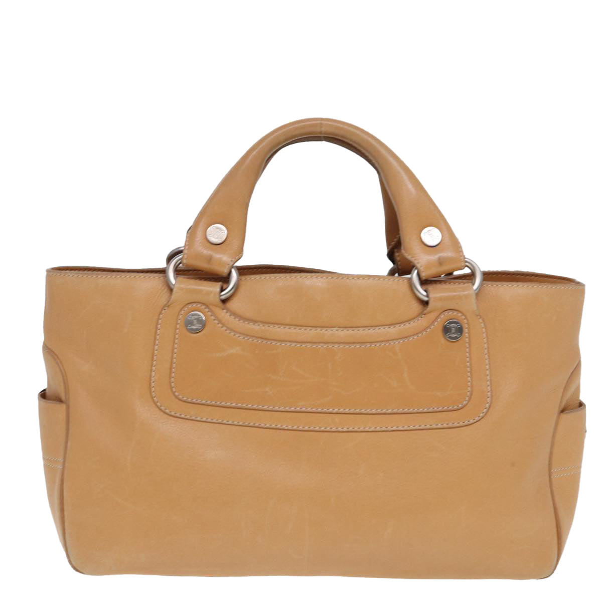 CELINE Hand Bag Leather Beige Auth 80060 - 0