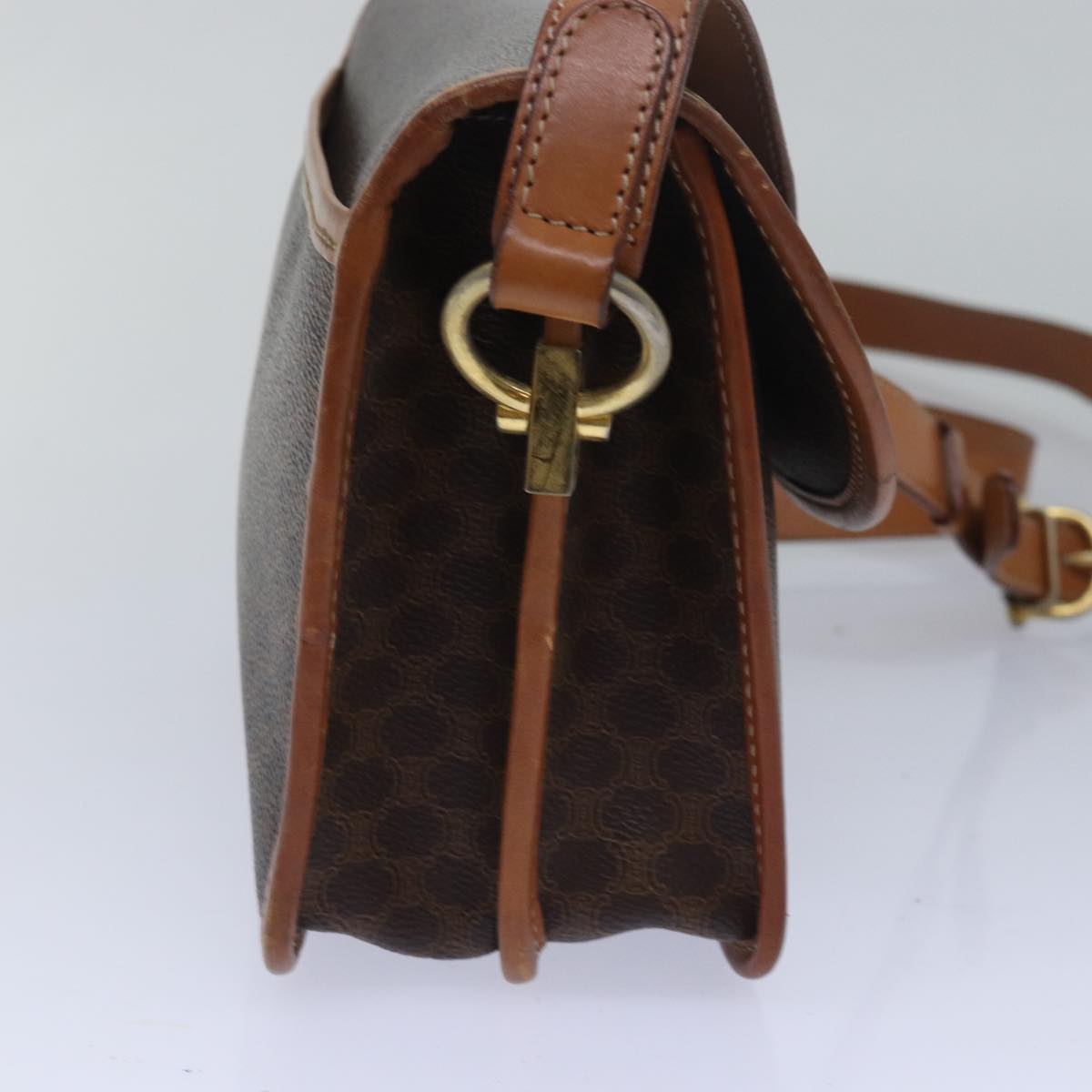 CELINE Macadam Canvas Shoulder Bag Brown Auth 80062