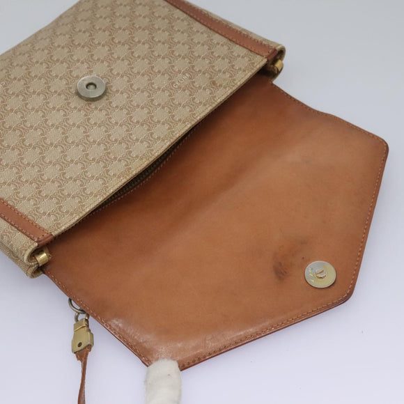 CELINE Macadam Canvas Shoulder Bag Beige Auth 80064