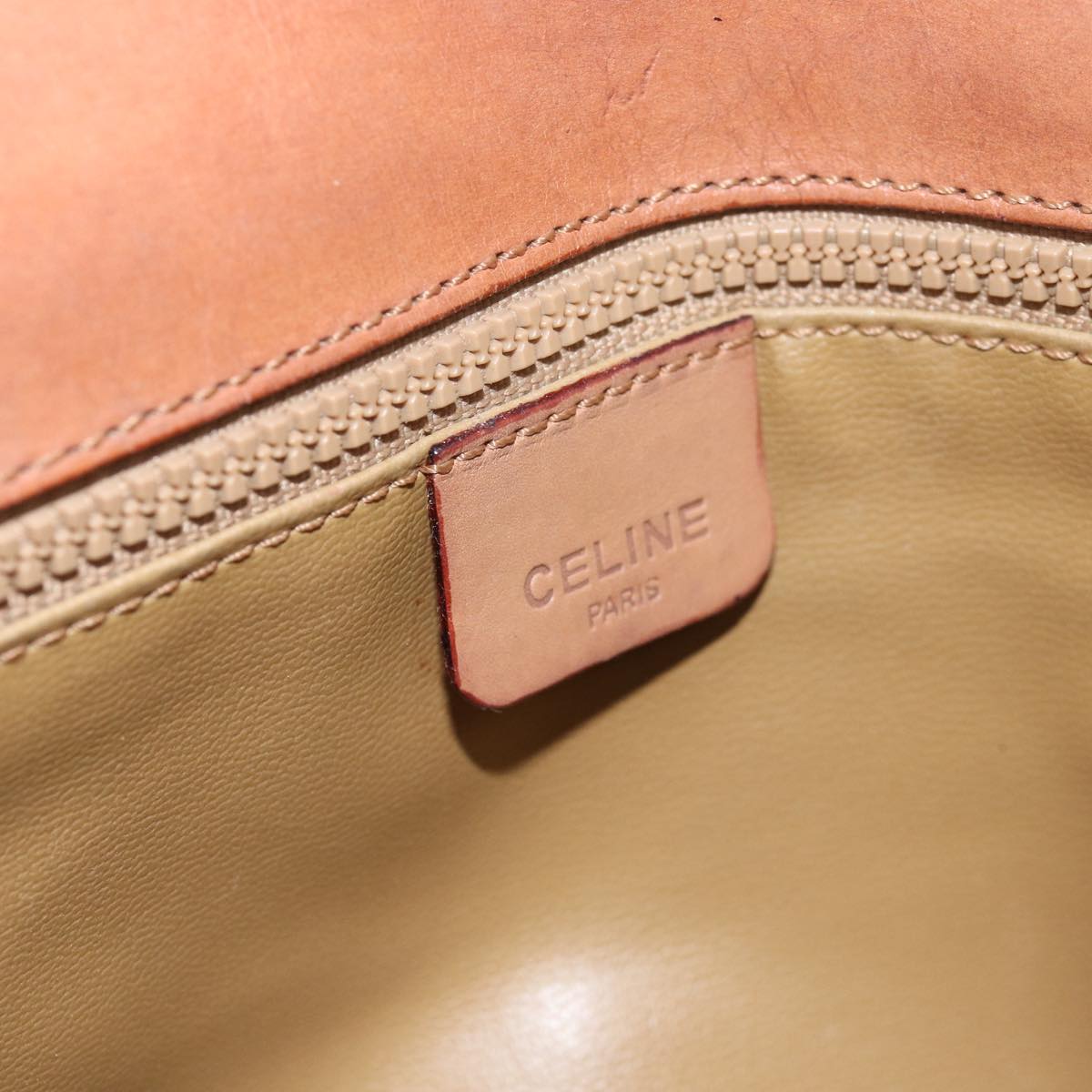 CELINE Macadam Canvas Shoulder Bag Beige Auth 80064