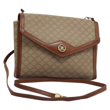 CELINE Macadam Canvas Shoulder Bag Beige Auth 80064