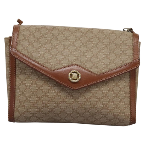 CELINE Macadam Canvas Umhängetasche Beige Auth 80064