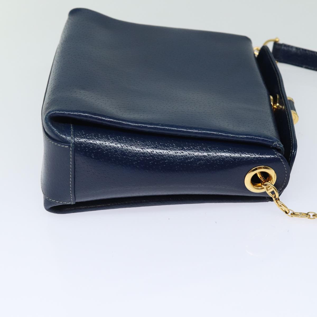 GUCCI Shoulder Bag Leather Navy Auth 80069