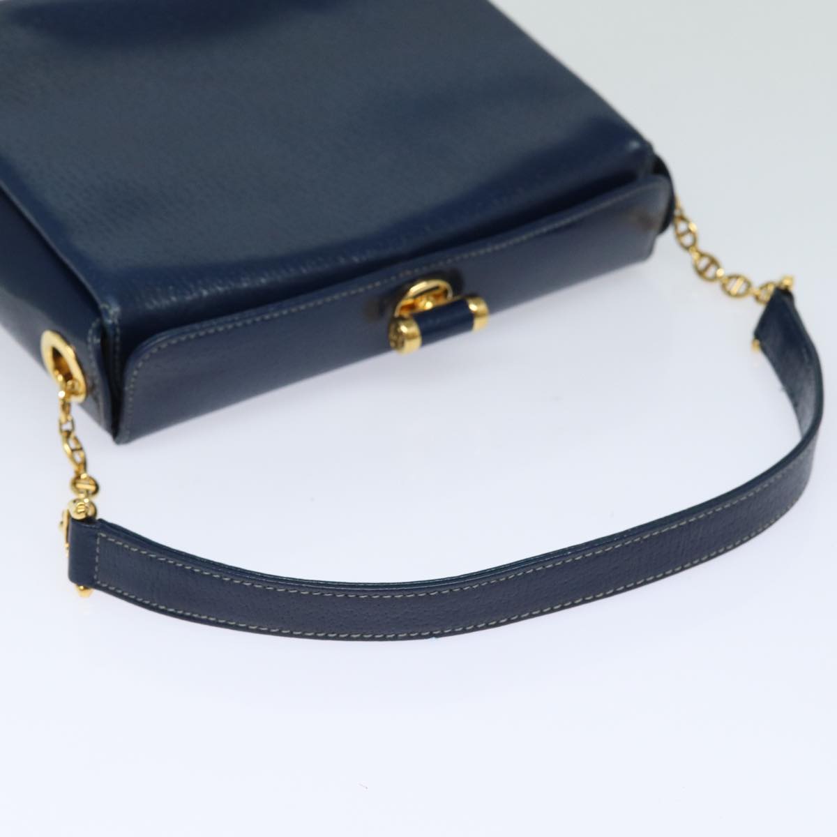 GUCCI Shoulder Bag Leather Navy Auth 80069