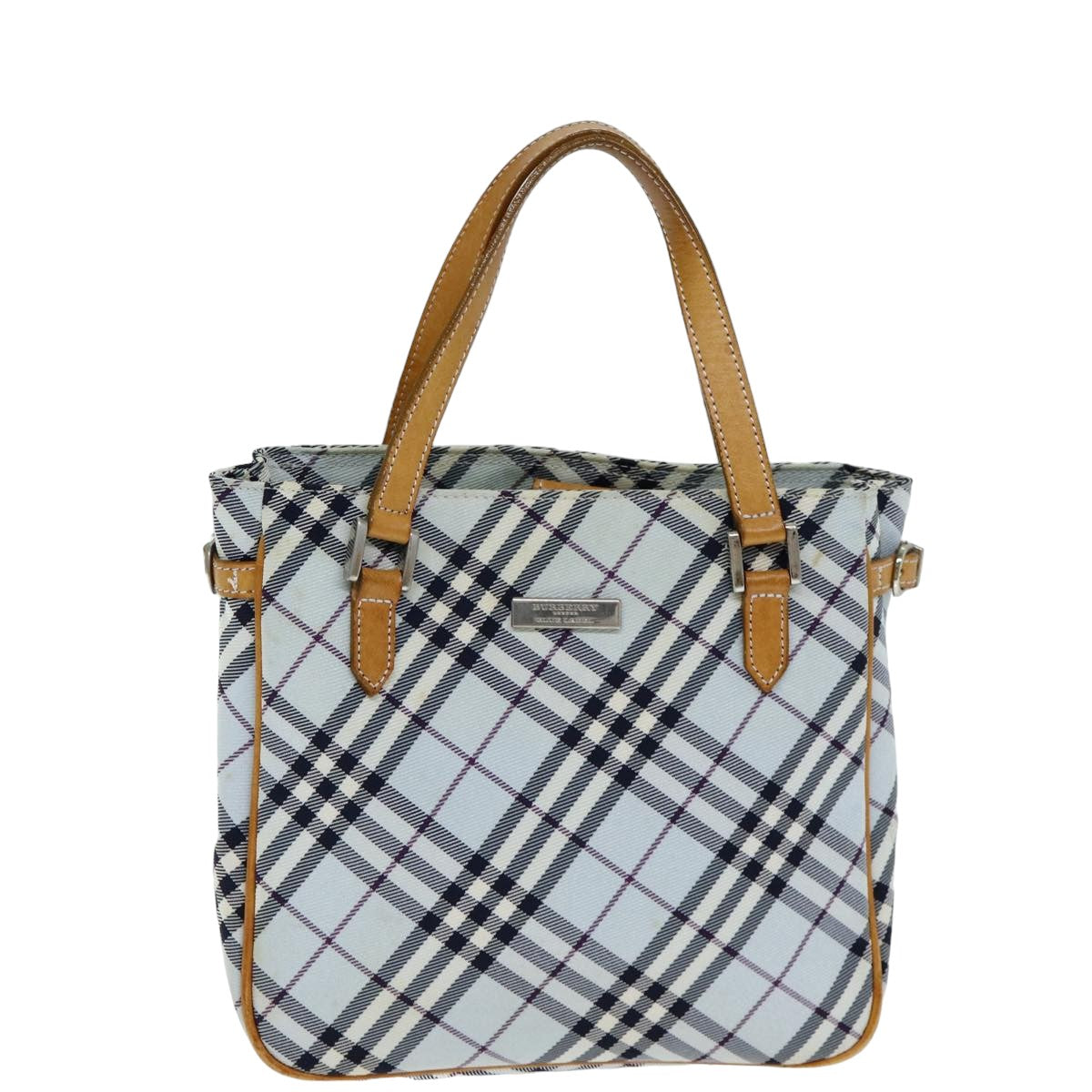 BURBERRY Nova Check Hand Bag Light Blue Auth 80074