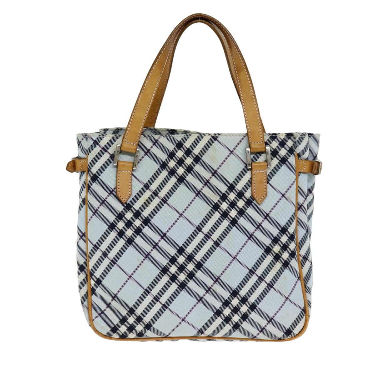 BURBERRY Nova Check Hand Bag Light Blue Auth 80074