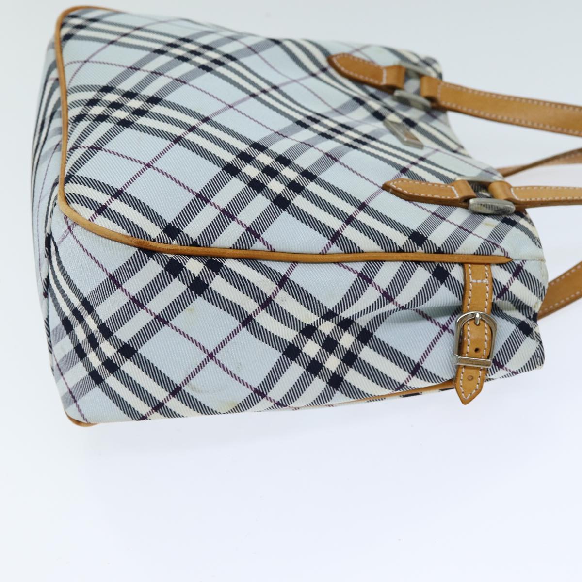 BURBERRY Nova Check Hand Bag Light Blue Auth 80074