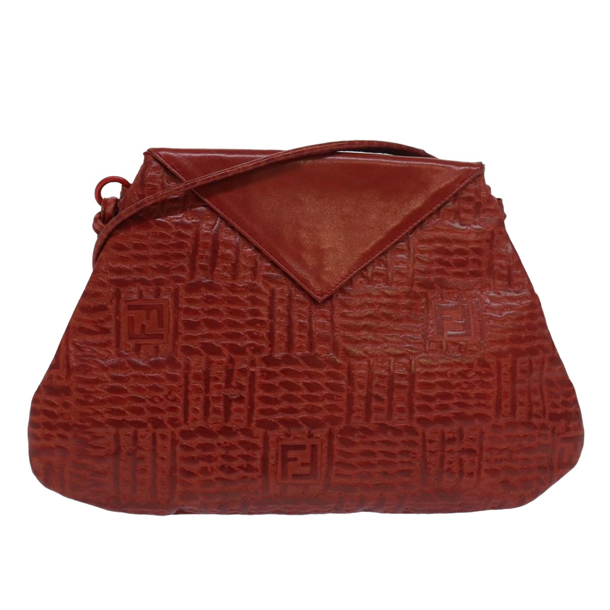 FENDI Shoulder Bag Leather Red Auth 80075