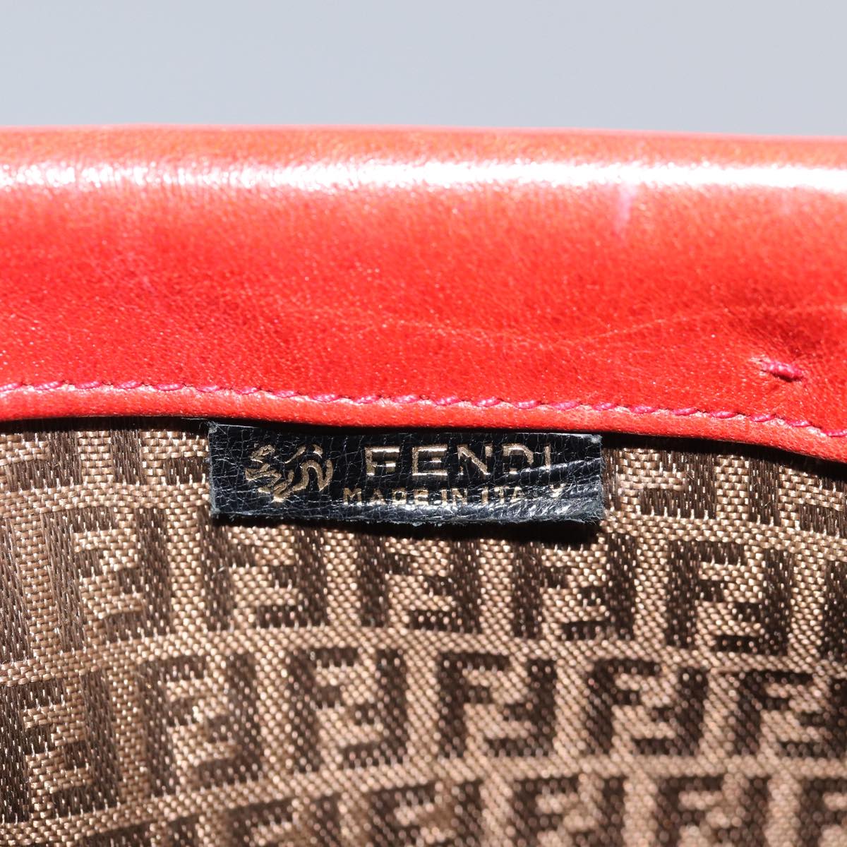 FENDI Shoulder Bag Leather Red Auth 80075