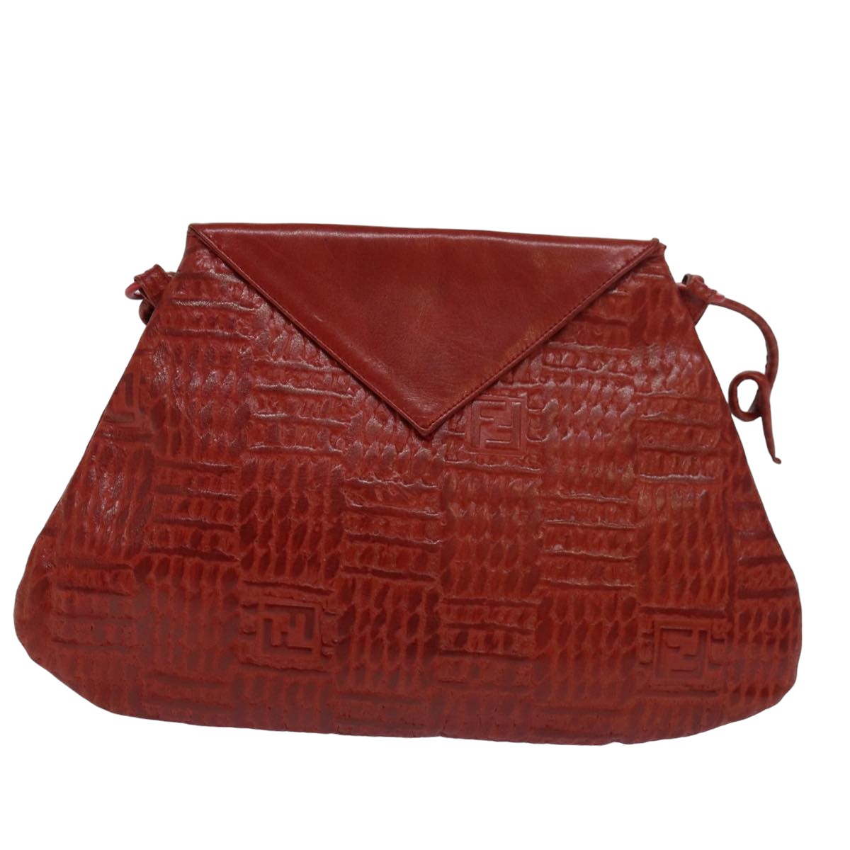 FENDI Shoulder Bag Leather Red Auth 80075