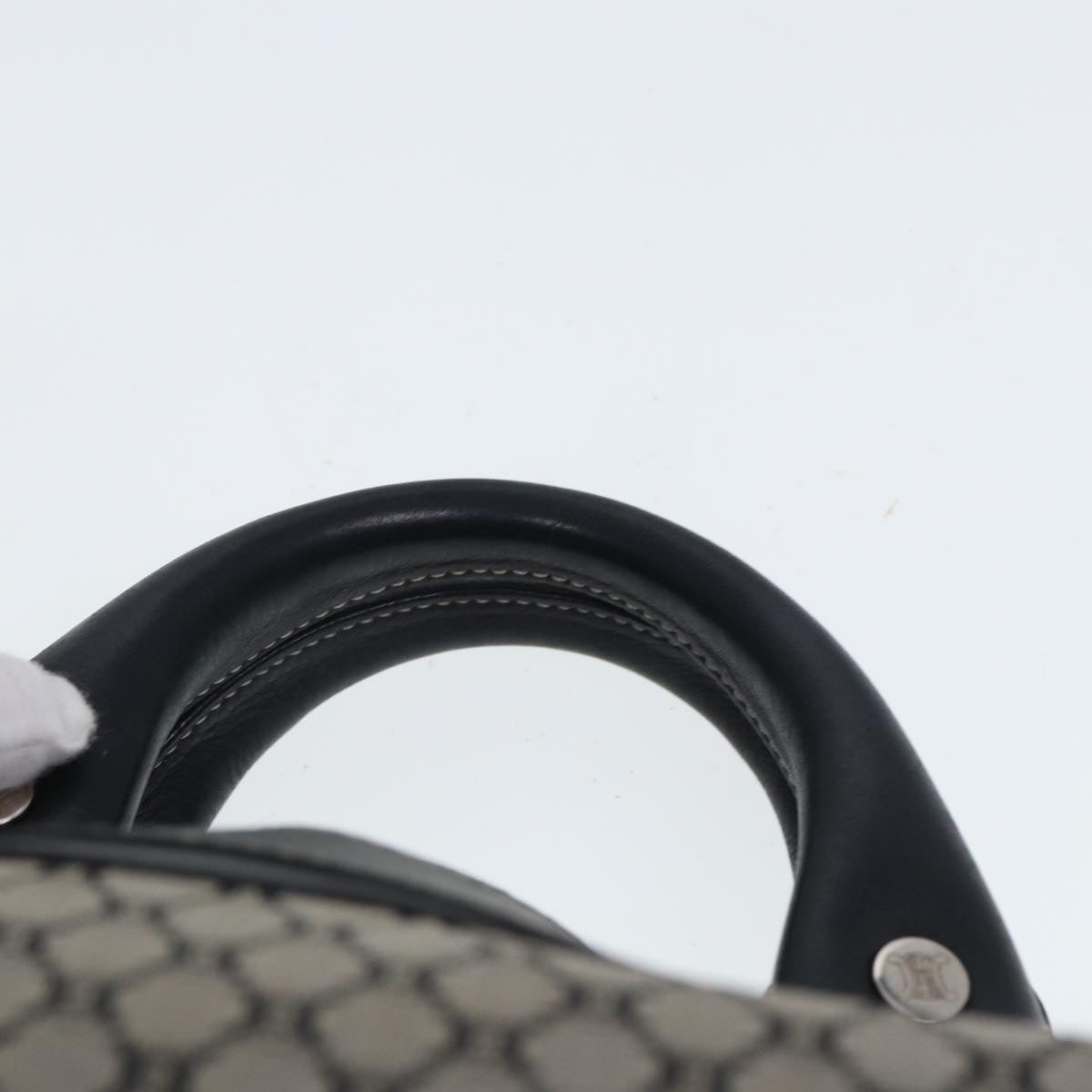 CELINE Macadam Canvas Hand Bag Black Beige Auth 80080