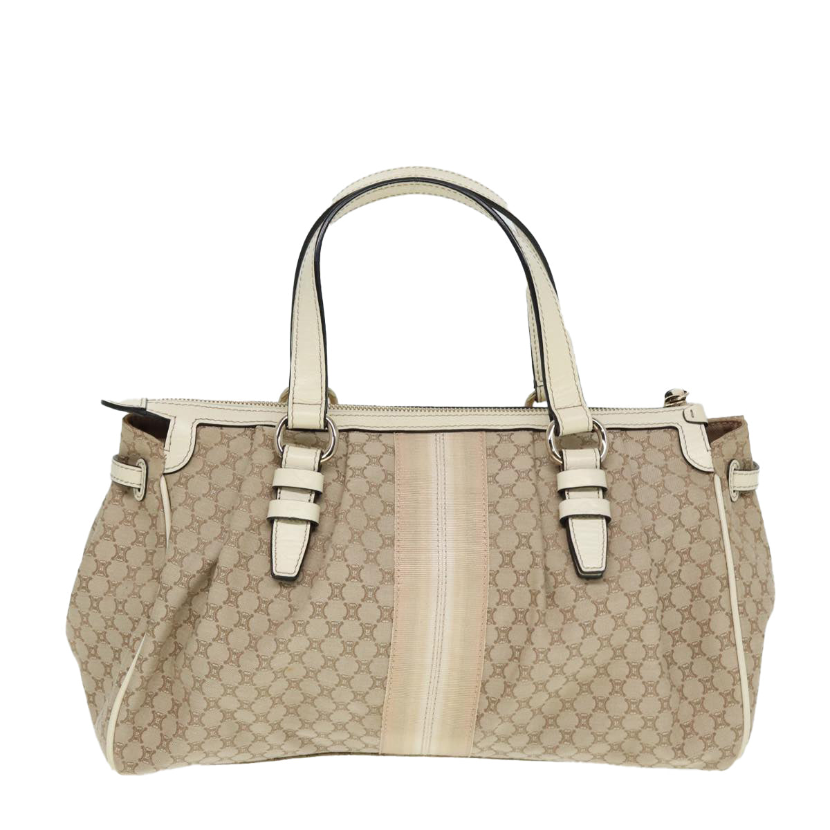 CELINE Macadam Canvas Hand Bag Beige Auth 80081