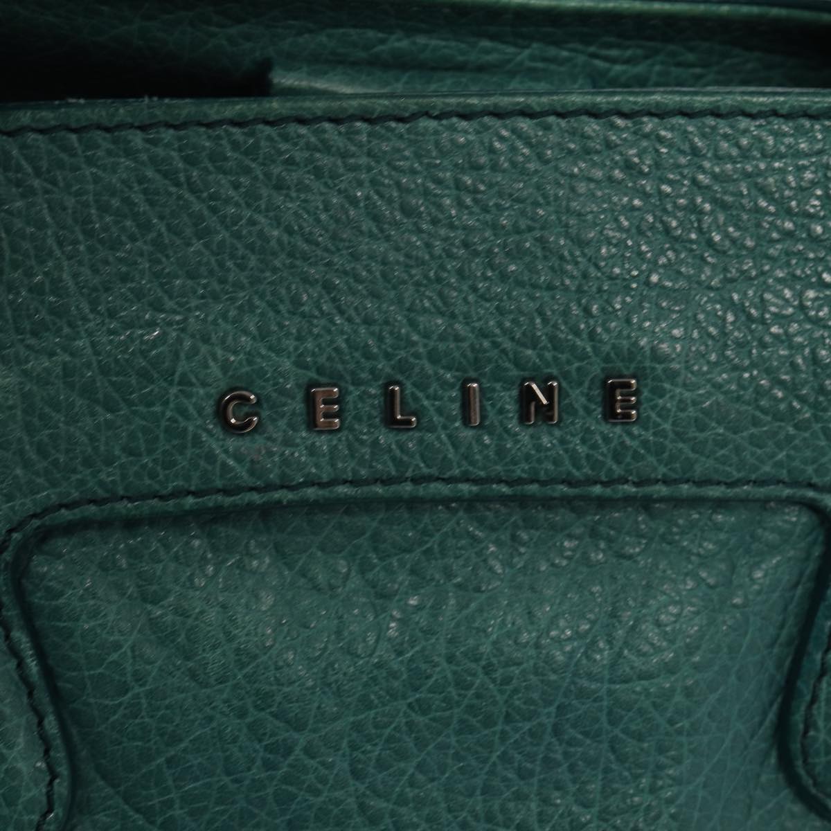 CELINE Hand Bag Leather 2way Turquoise Blue Auth 80082