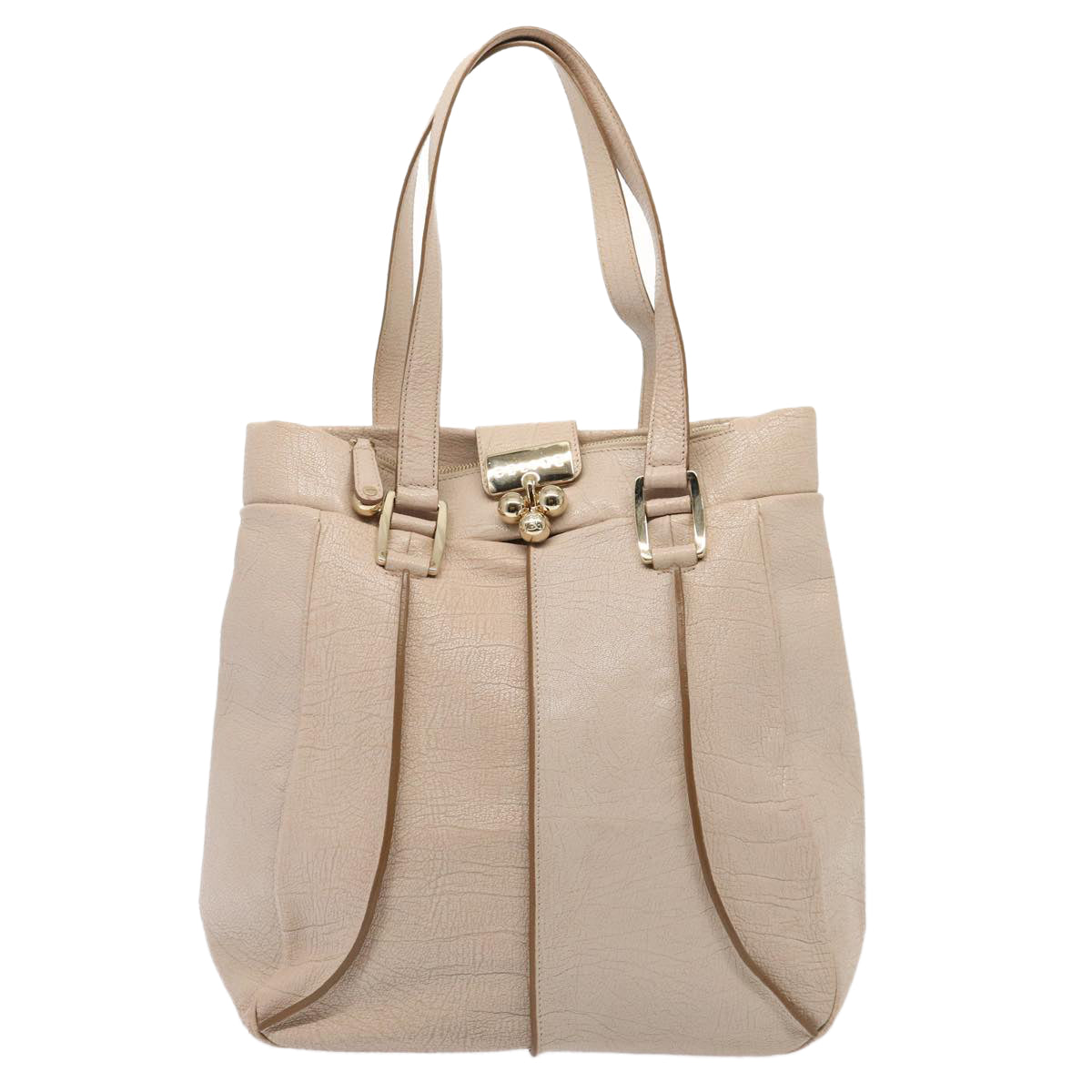 CELINE Shoulder Bag Leather Beige Auth 80083