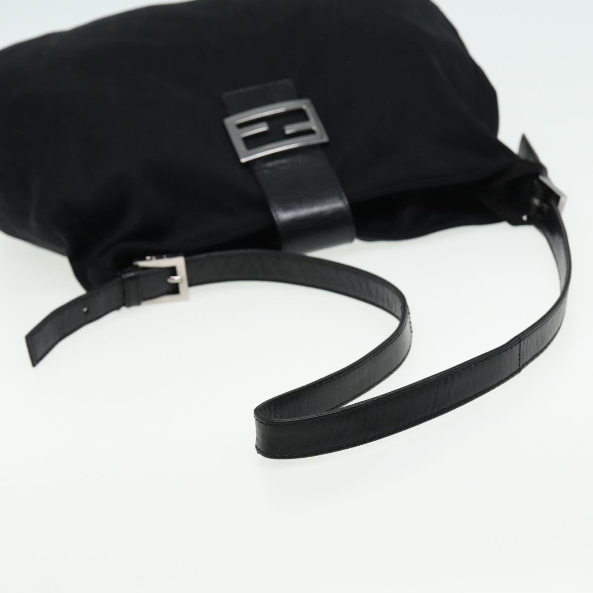 FENDI Mamma Baguette Shoulder Bag Nylon Black Auth 80088