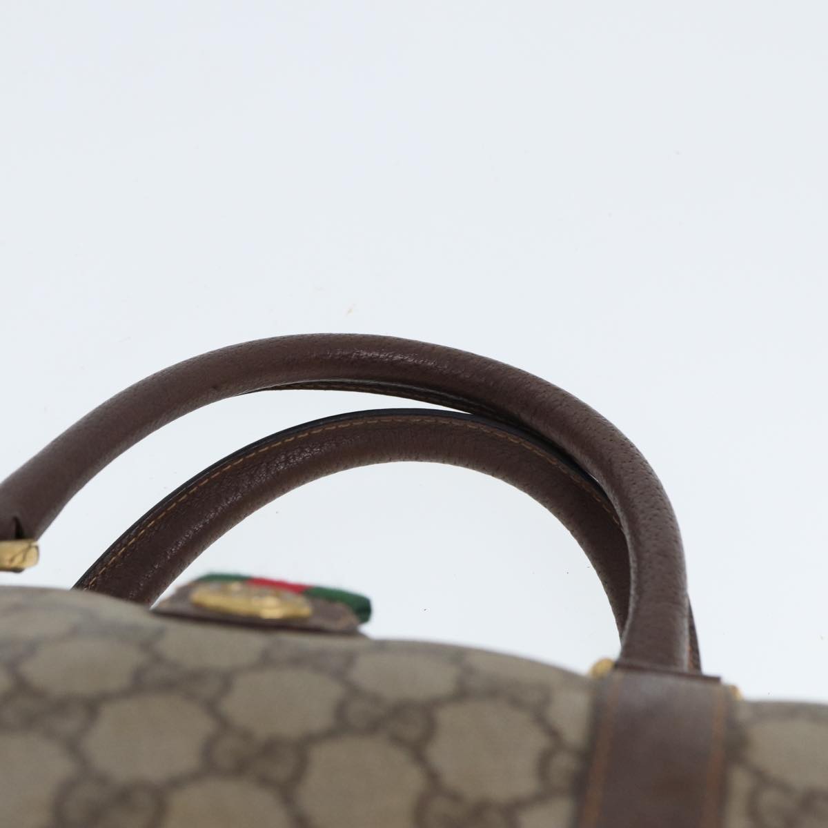 GUCCI GG Supreme Web Sherry Line Boston Bag PVC Beige Red 40 02 007 Auth 80124