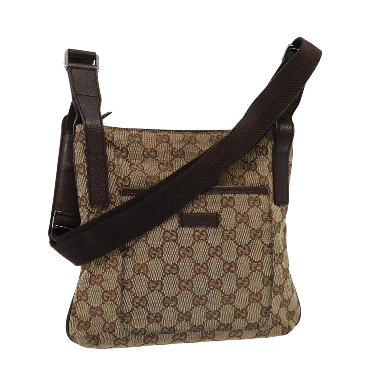 GUCCI GG Canvas Shoulder Bag Beige 122793 Auth 80131