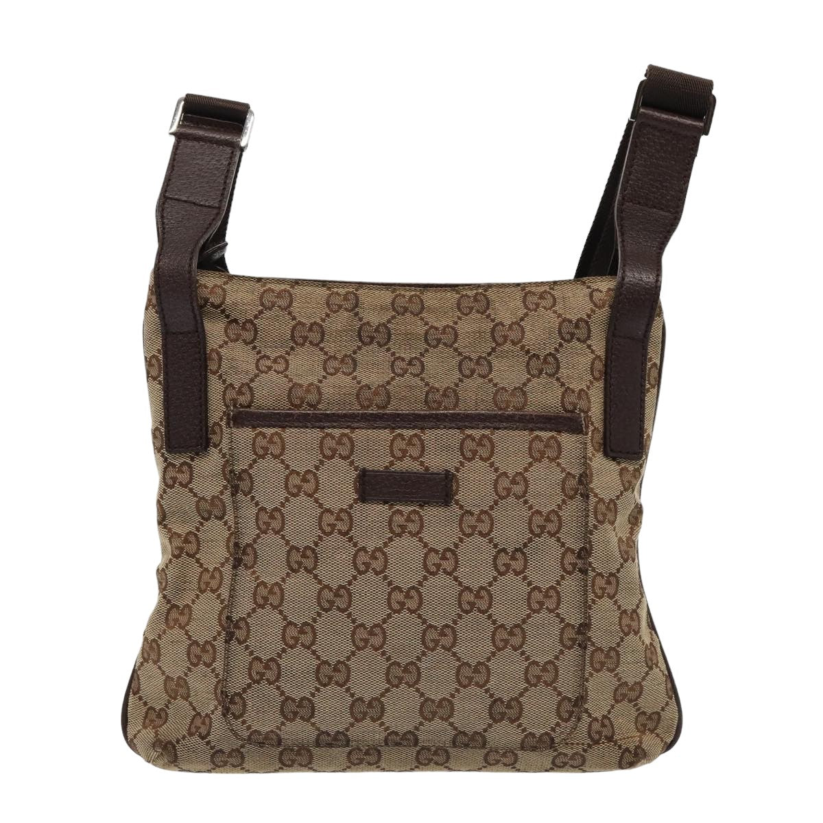 GUCCI GG Canvas Shoulder Bag Beige 122793 Auth 80131