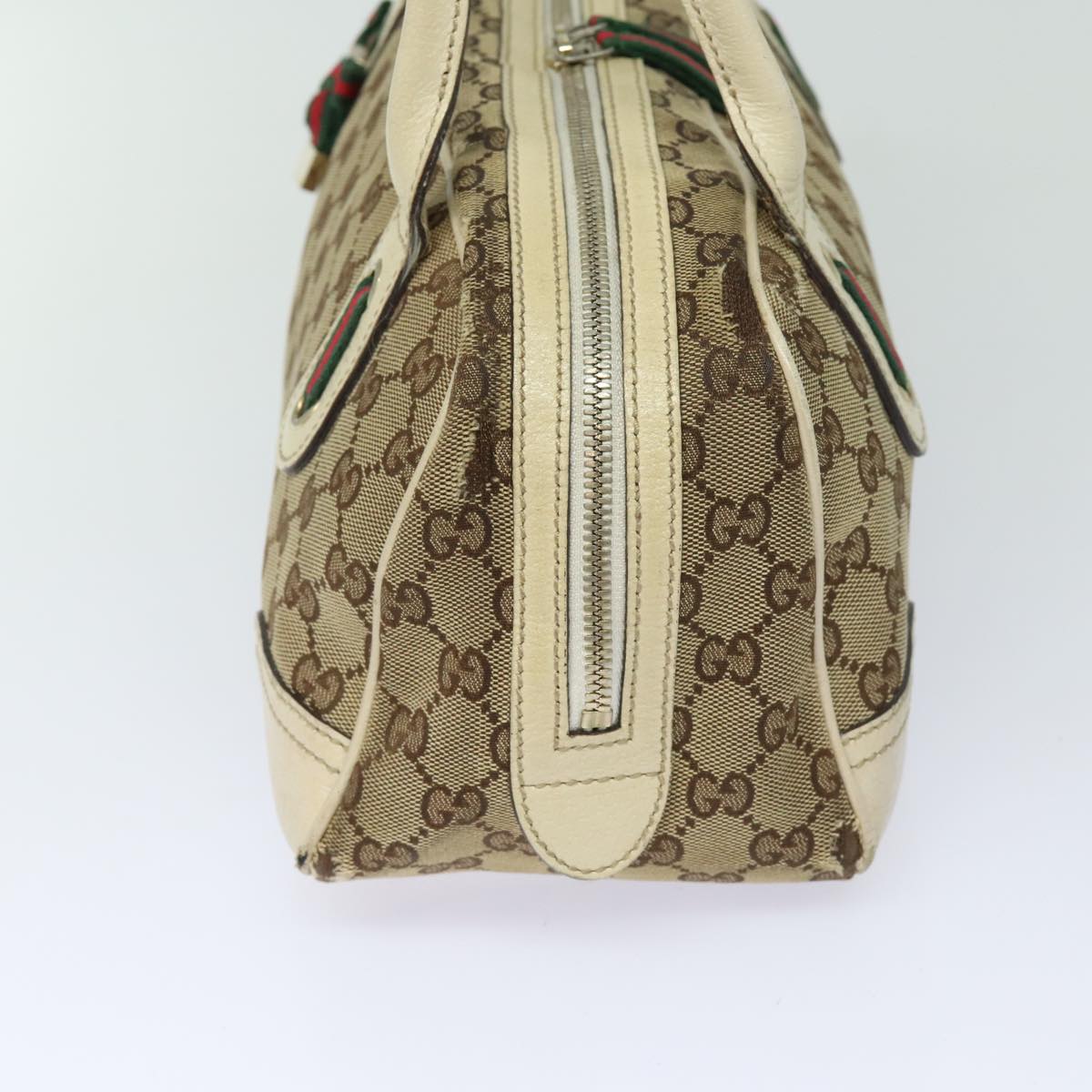 GUCCI GG Canvas Web Sherry Line Shoulder Bag Beige Red Green 161720 Auth 80133