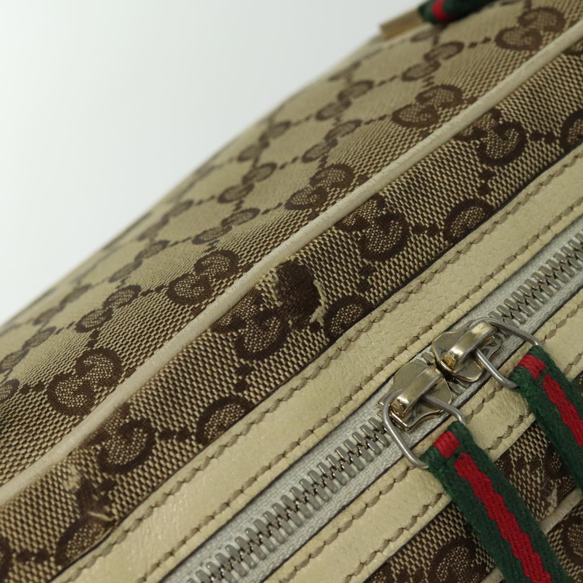 GUCCI GG Canvas Web Sherry Line Shoulder Bag Beige Red Green 161720 Auth 80133